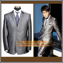成功的闪耀！银灰闪亮面料 国际名品 男式西装商务婚礼西服套装