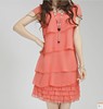 韩版女夏装中长款短袖显瘦多层层蛋糕裙，荷叶边雪纺衫连衣裙子