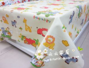 纯棉加厚帆布桌布布艺餐桌布卡通小动物幼儿园，台布可尺寸