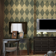 定制欧式墙纸 复古仿大理石纹菱形壁纸 卧室客厅玄关电视墙纸美式