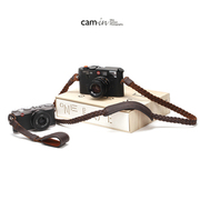 cam-in真皮单反数p码照相机背带，牛皮微单摄影肩带圆孔型编织款