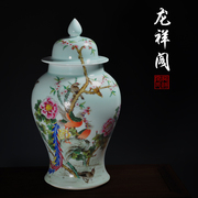 仿古手绘粉彩将军罐花瓶陶瓷摆件 景德镇陶瓷复古新家装饰品