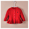 1-2-3岁宝宝针织开衫毛衣，红色秋冬女童，连衣裙纯棉厚麻花婴儿外套