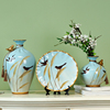 欧式陶瓷花瓶三件套摆件客厅插花干花电视柜玄关餐桌家居装饰品