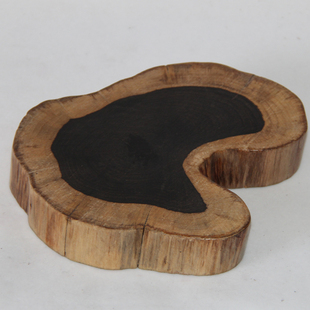 黑檀原木切片底座实木茶壶，托杯垫红木瓷器，底托红木根雕工艺品摆件