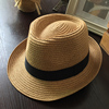 男士女夏季出游防晒帽沙滩，帽子复古英伦儿童，草编爵士帽亲子草帽