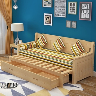 实木沙发床可折叠小户型，多功能1.2米推拉坐卧两用1.5客厅1.8双人