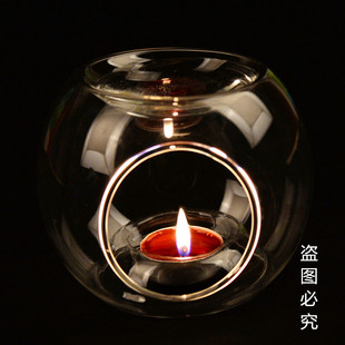 和风香薰烛台欧式香薰灯耐热纯手工透明玻璃精油烛台