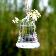 钟形水培小花器透明水晶玻璃，悬挂吊式插花瓶，日式zakka家居装饰
