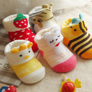 5双!新生婴儿袜纯棉动物，造型手工缝头无骨卡通立体宝宝袜子