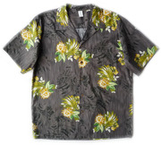 108-168加肥加大码棉夏威夷男女 短袖明暗大黄花碎花印花衬衫1197