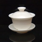 盖碗茶杯大小号茶碗，玉瓷纯白色泡茶碗，陶瓷功夫茶具三才碗套装