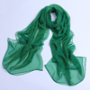 真丝丝巾薄款翠绿色长款桑蚕丝围巾夏季纯色，纱巾超长两用披肩