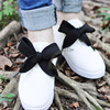 单层3cm加宽粗纹黑白色，扁鞋带小白，鞋带帆布大蝴蝶结鞋带可订长度