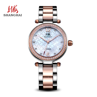 上海牌手表手动机械女表防水钢带潮流镶钻夜光休闲品质腕表608-2B