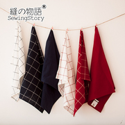 缝物语日式简约格子水洗棉布艺，餐布便当布餐巾(布，餐巾)垫拍照四季格