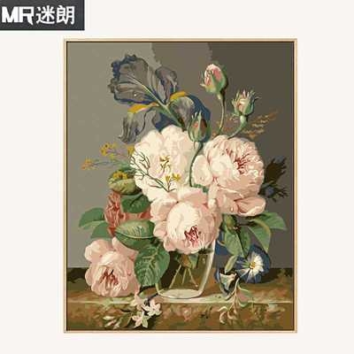 迷朗diy数字油画客厅餐厅抽象花卉大幅数码填色自己手工绘装饰画