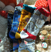 日本复古潮流原宿风尚家族，的徽章棉质小中筒短筒女士袜子四季