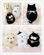 日本背包挂件黑豆胡子猫铃铛猫咪小胡子一坨猫馒头猫毛绒玩具娃娃