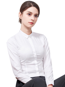 弹性职业装白衬衫女长袖，春秋韩版正装衬衣，工装学生商务上衣弹力棉