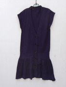 无细节图 紫色针织韩版长款女装V领毛线裙背心裙155-170
