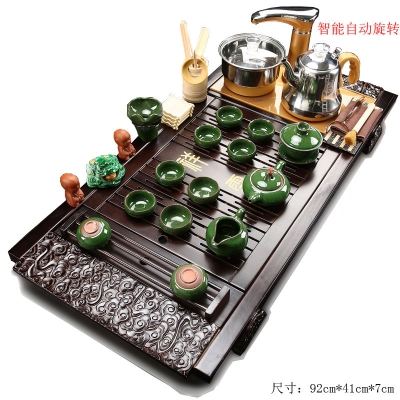 整套紫砂功夫茶具套装陶瓷家用实木茶H盘全自动电磁炉茶台茶道配