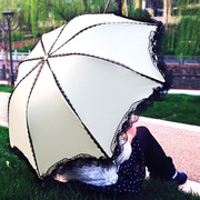 太阳伞蕾丝雨伞女防晒防紫外线学生森系复古简约遮阳折叠晴雨两用