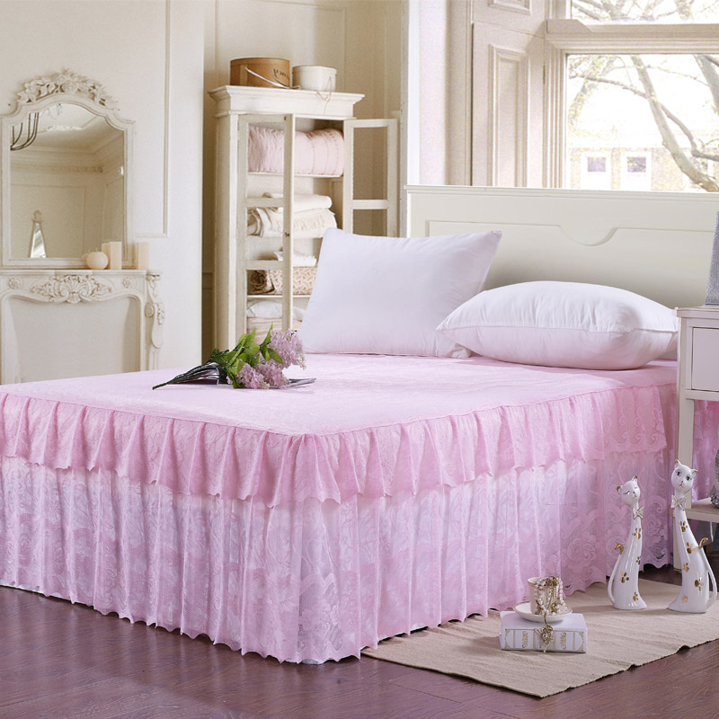 慧爱富安娜床裙单件蕾丝夏季床罩1. 米床150x