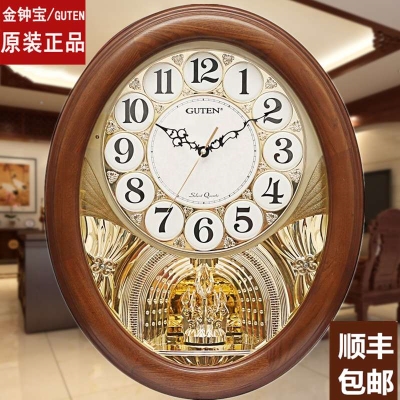 实木钟表挂钟客厅大气静音，创意家用时尚新中式美式欧式时钟挂表