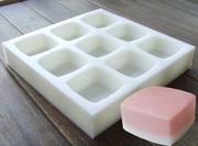 9孔圆边正方模 硅胶皂模 手工皂模具 香皂皂模 皂模DK008