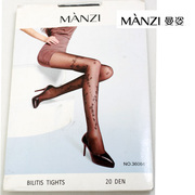 manzi曼姿连裤袜丝袜，20d提花超薄性感满腿小花t裆，无痕包芯丝36064