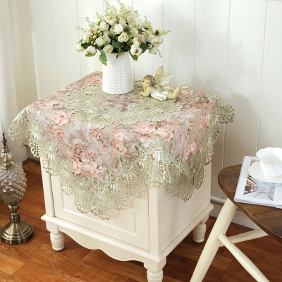 欧式蕾丝布艺镂空花边床头柜白色方桌布遮盖防尘罩多用盖布空调罩