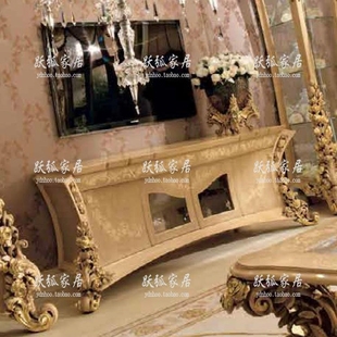 别墅餐厅欧式奢华型实木雕花电视柜，法式宫廷艺术拼花视听柜地柜子