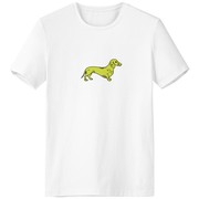 卡通小狗黄色纹样插画男女白色短袖T恤创意纪念衫个性T恤衫礼物