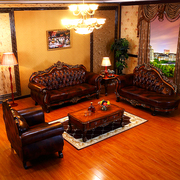 后现代奢华简约欧式真皮沙发123组合大小户型客厅别墅皮艺三人位