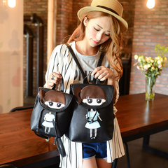 小屁孩 帆布双肩包背包中学生小学生书包潮女