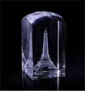 巴黎铁塔印章水晶3D内雕工艺品埃菲尔送女友礼物个性定制创意闪灯