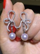 设计款小清新海水珍珠钻石耳钉，蝴蝶结元素珍珠散发优雅迷质