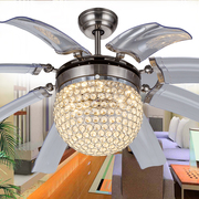 风扇灯水晶灯led起飞扇吊扇，灯折叠餐厅，现代简约时尚吊灯装饰扇灯
