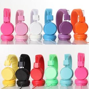 韩版糖果彩色头戴式耳机线控手机，笔记本电脑单孔，通用耳麦男女生潮