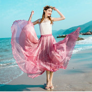 2024海边拖地长裙仙女8米大摆裙沙滩度假显瘦夏季金丝雪纺半身裙