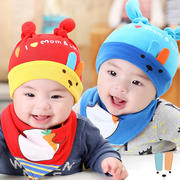 韩版可爱小兔双耳立体造型婴儿，帽子新生宝宝，胎帽+纯棉三角口水巾