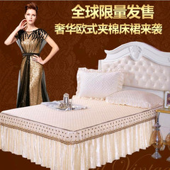 公主圆床床上用品 双层裙边圆床罩花边款被套