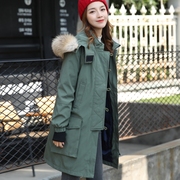 2017冬季韩版两件套军，工装貉子大毛领，加厚羽绒服女高俊熙同款外套