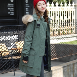 2017冬季韩版两件套军工装，貉子大毛领，加厚羽绒服女高俊熙同款外套