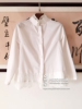 中式外套内搭蕾丝领开襟短款纯棉白色衬衫打底衫