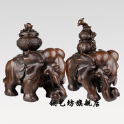铜大象摆件纯铜一对大号铜象聚宝盆象客厅办公桌面工艺品开业