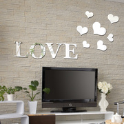 创意个性镜面墙贴 客厅卧室浪漫婚房床头装饰墙贴纸 love温馨浪漫