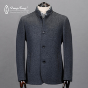 鼎铜毛呢大衣男短款冬季中年，男士修身100%羊毛，外套高端纯色衣