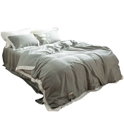 夏季四件套夏被天丝裸睡1.8m双人床单被套 纯色简约4件套床上